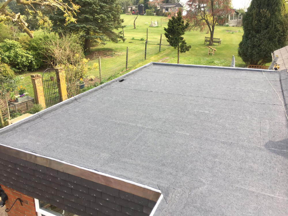 Finished felt flat roof